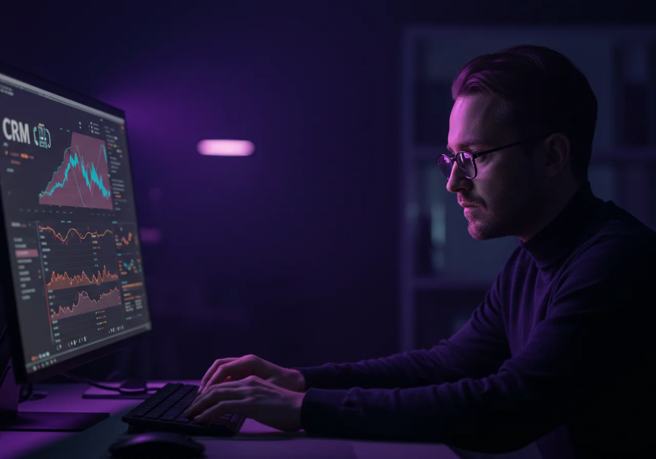 Security analyst reviewing CRM monitoring alerts and threat intelligence