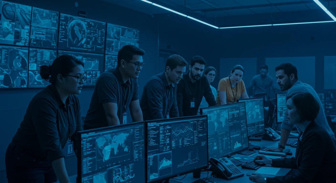 Security team in operations center responding to a CRM incident