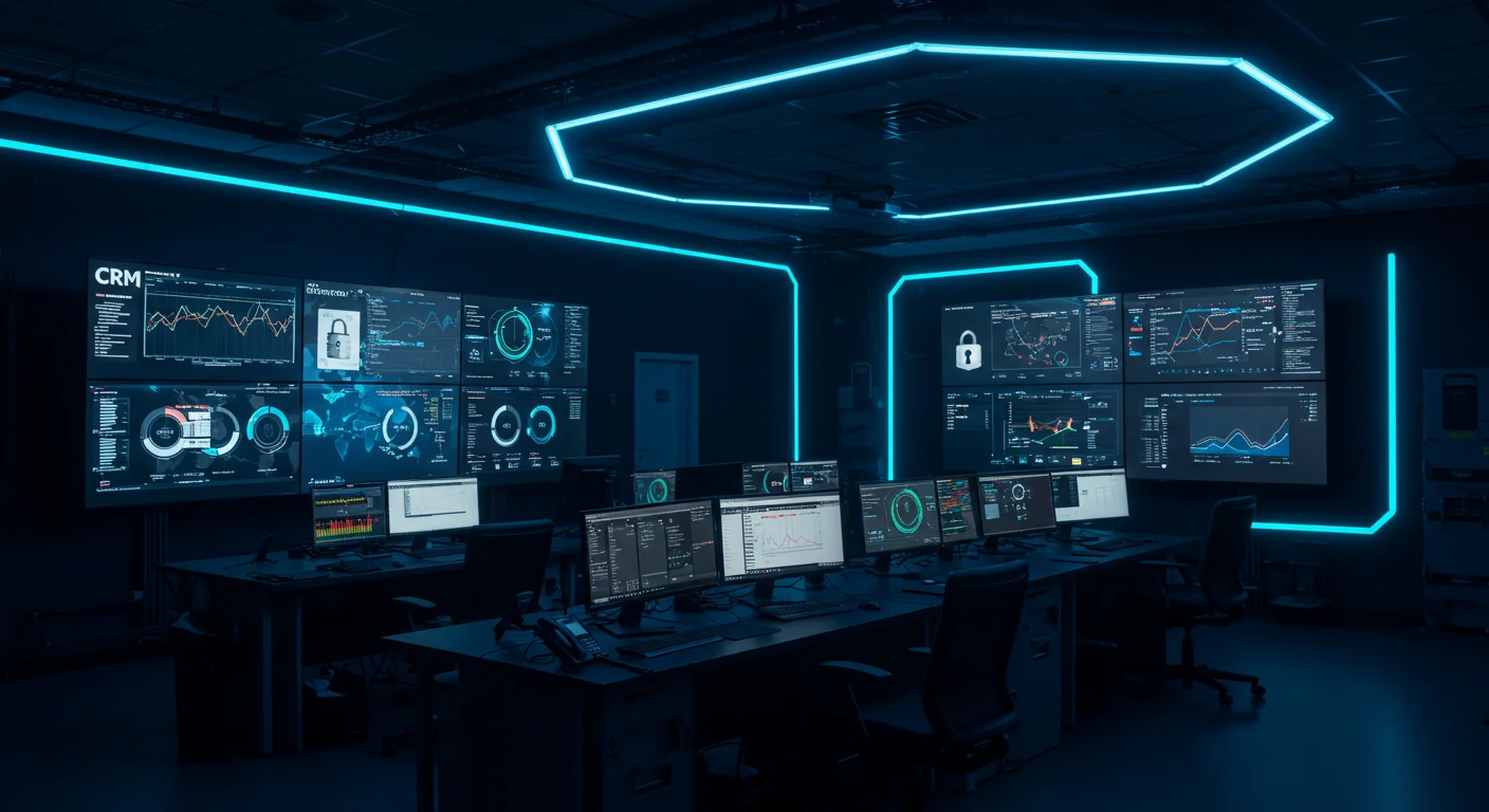Security operations team monitoring CRM threat detection dashboard